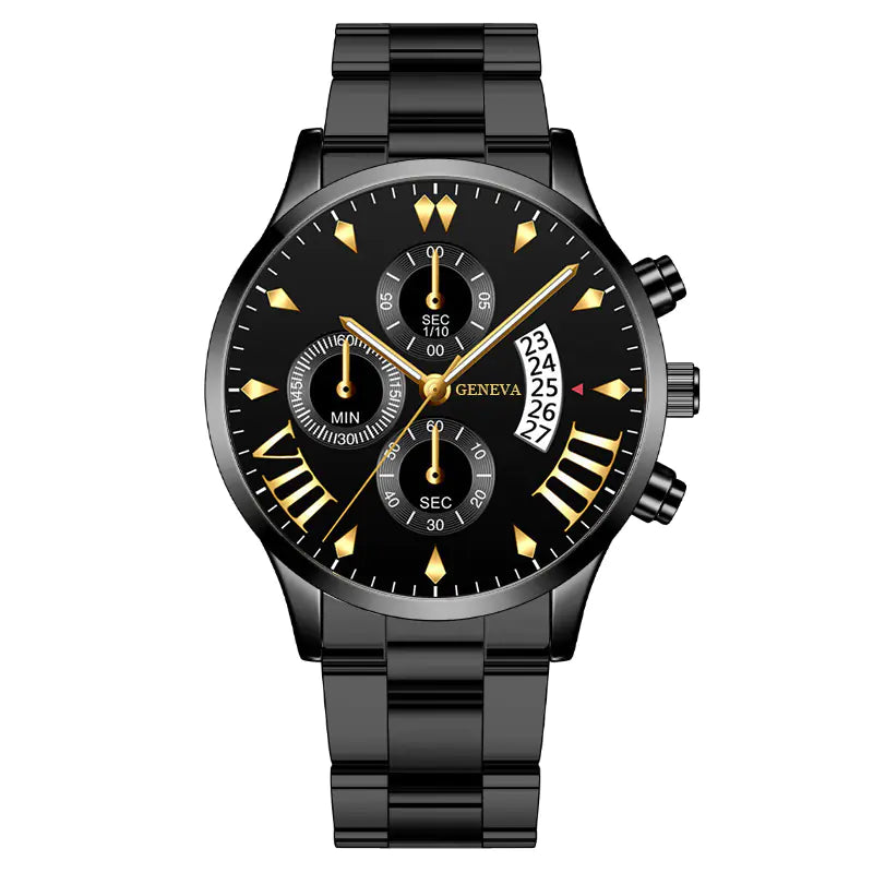Fashion Calendar Quartz Men's Watch with Steel Band