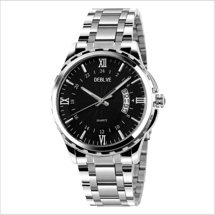 Luminous Stainless Steel Calendar Watch - Swiss Quartz