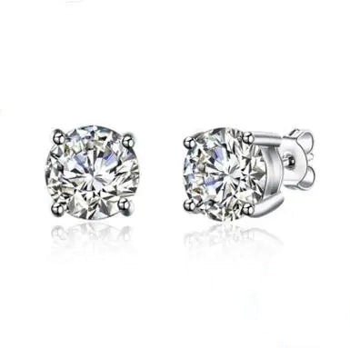 S925 Silver Stud Earrings with Four-Prong Zirconia Travel needs