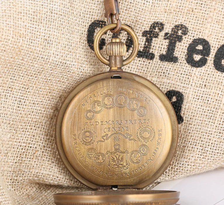 Luxury Vintage Large Brass Mechanical Pocket Watch