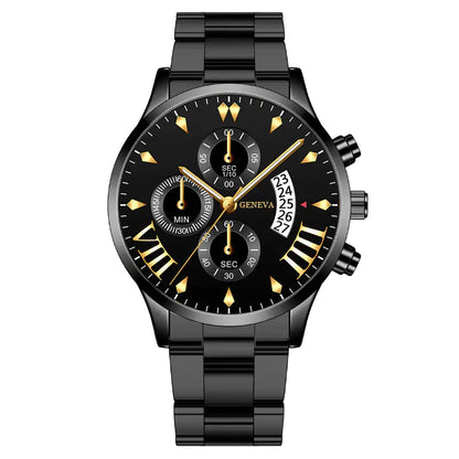 Fashion Calendar Quartz Men's Watch with Steel Band