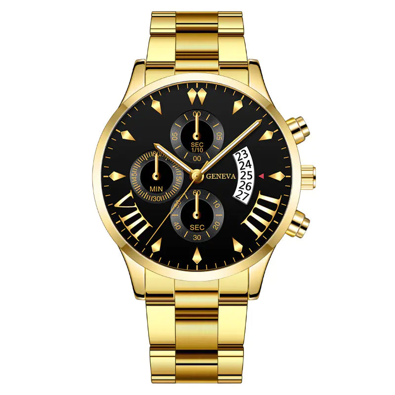 Fashion Calendar Quartz Men's Watch with Steel Band