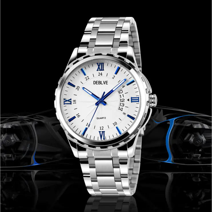 Luminous Stainless Steel Calendar Watch - Swiss Quartz