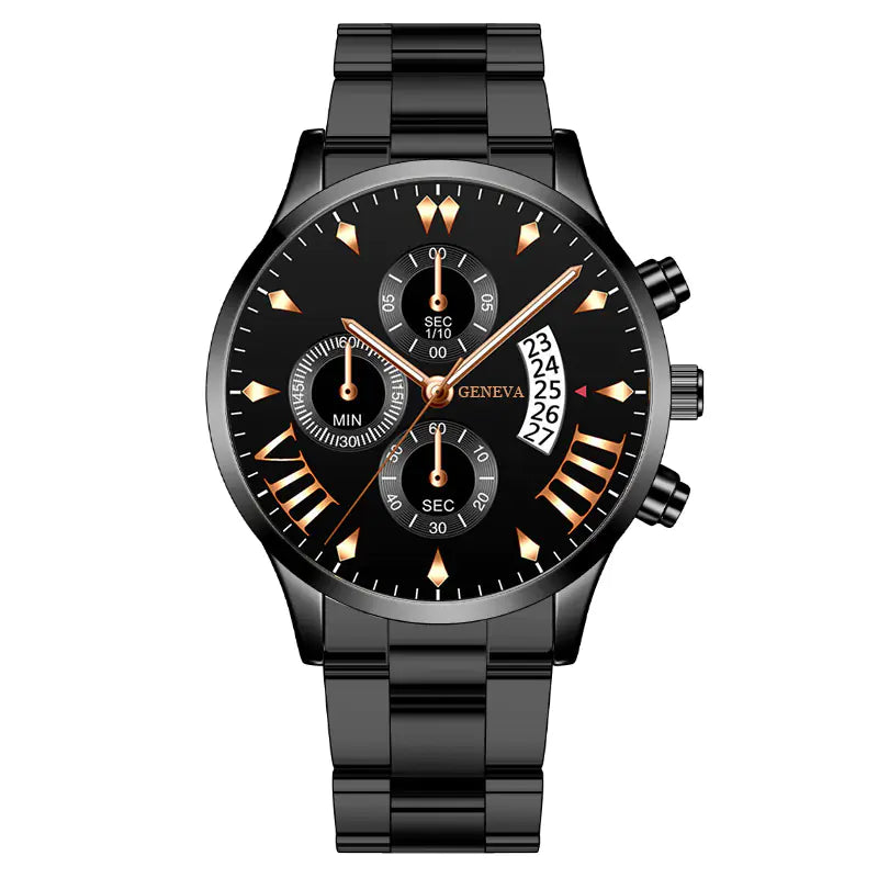 Fashion Calendar Quartz Men's Watch with Steel Band