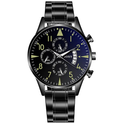Men's Steel Band Watch with Luminous Dial and Calendar -Best men Watches