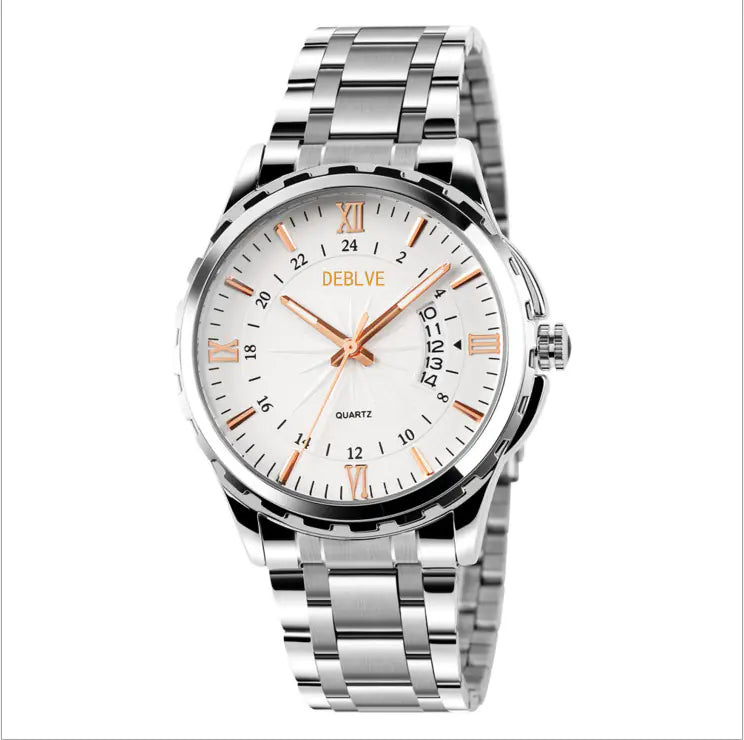 Luminous Stainless Steel Calendar Watch - Swiss Quartz