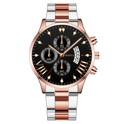 Fashion Calendar Quartz Men's Watch with Steel Band