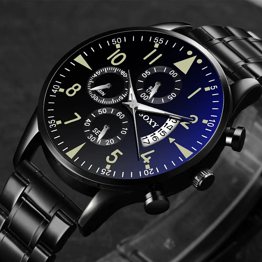 Men's Steel Band Watch with Luminous Dial and Calendar -Best men Watches