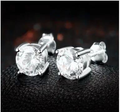 S925 Silver Stud Earrings with Four-Prong Zirconia Travel needs