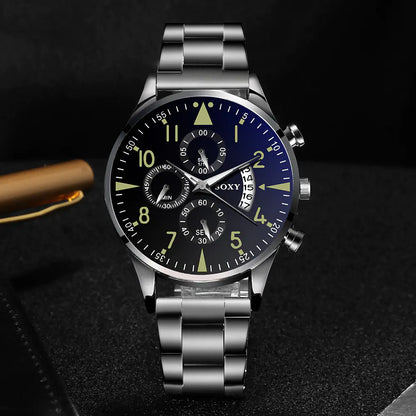 Men's Steel Band Watch with Luminous Dial and Calendar -Best men Watches